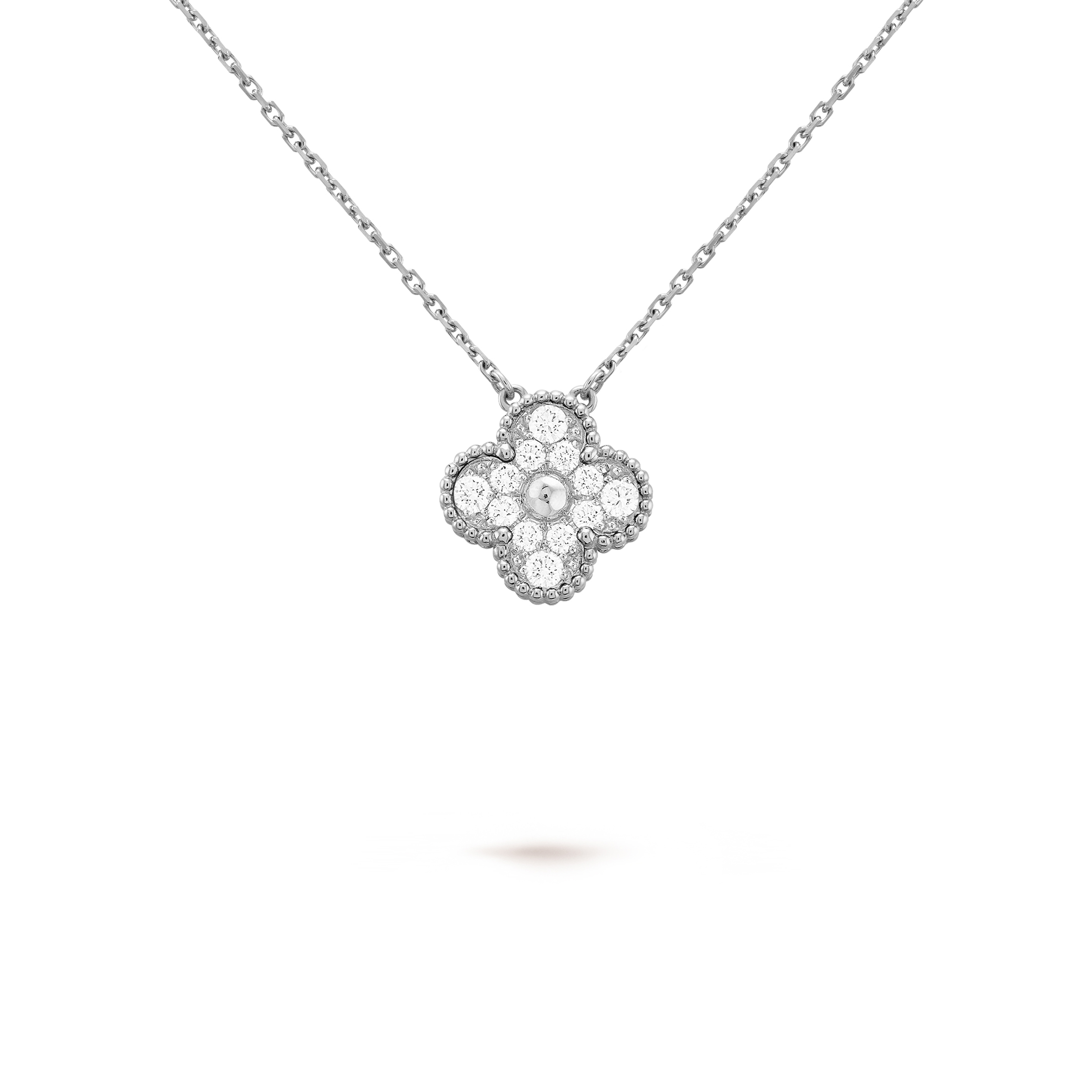 VAN CLEEF ARPELS VINTAGE ALHAMBRA PENDANT - WHITE GOLD, DIAMOND  VCARA46100